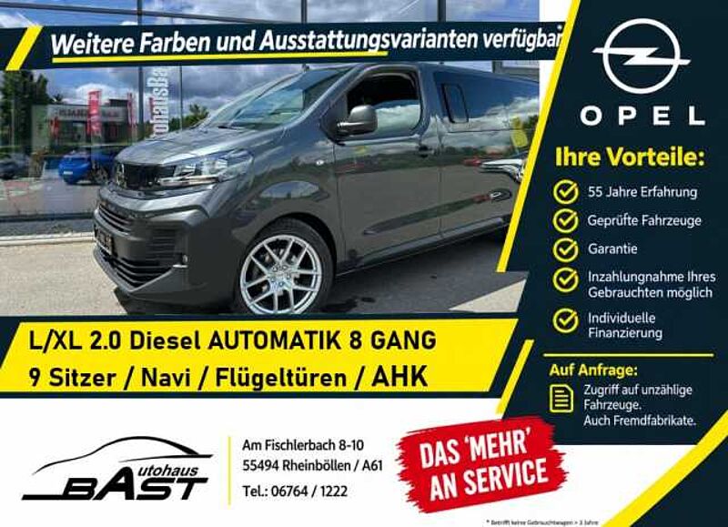 Opel Vivaro Life L/XL 2.0D AUTOMATIK AHK 9-SITZER Navi AppleCarPlay Android Auto