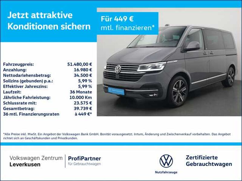 Volkswagen T6.1 Multivan ACC NAVI MEMORY AHK LEDER STANDHZ